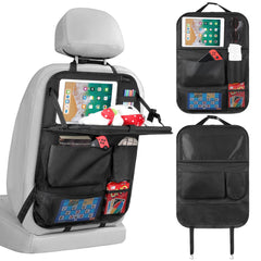 LUCMO front view of black organizer showing pockets and tray, improves cabin organization