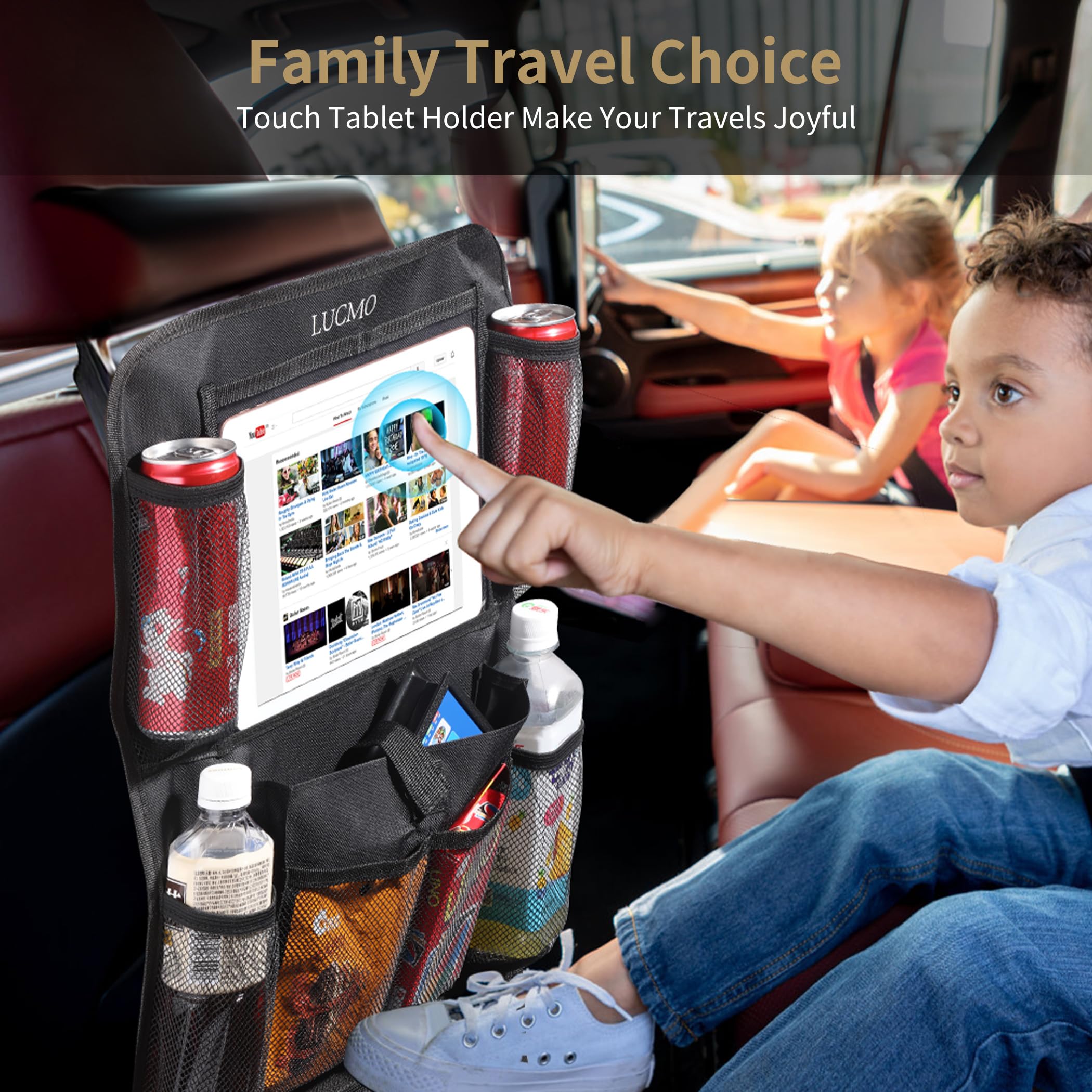 LUCMO full seat coverage in an SUV protecting seatback from dirt