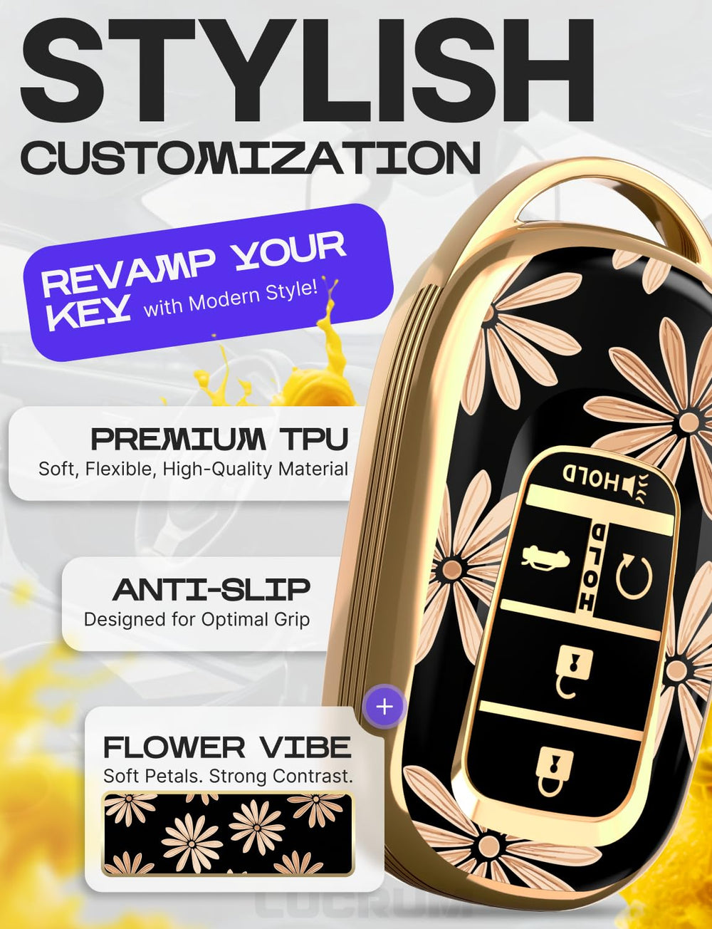 Lucrum side profile highlighting full-body TPU protection and shock absorption