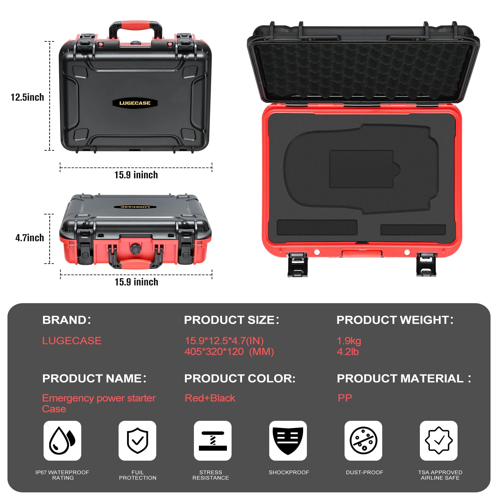 LUGECASE close-up of hard shell texture demonstrating durable impact resistance