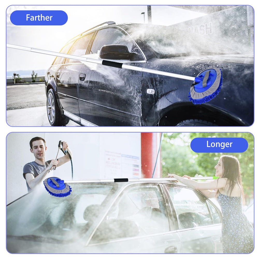 LUKCOZMO brush in use on SUV roof demonstrates extended reach and safety