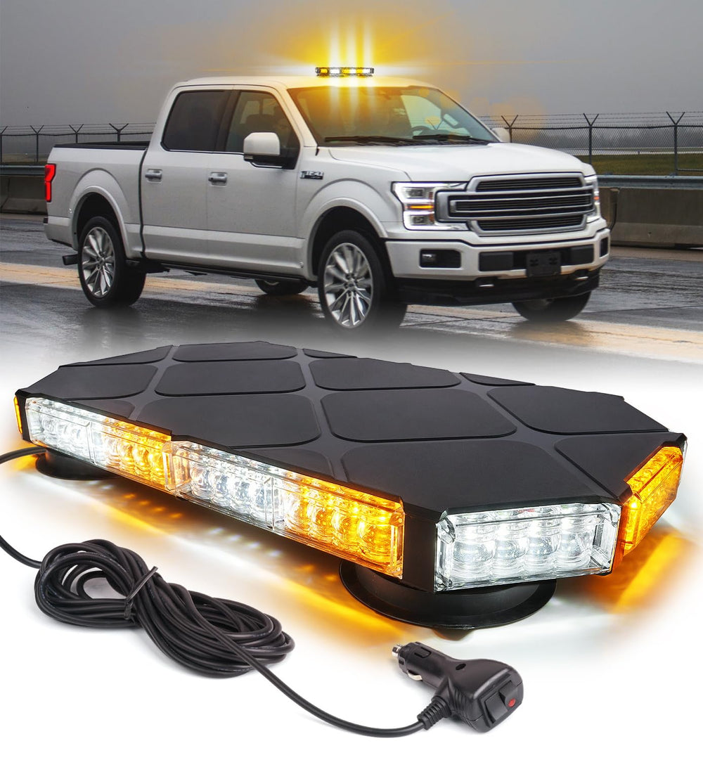 LUMENIX front view of light bar showing bright amber white LEDs for increased visibility