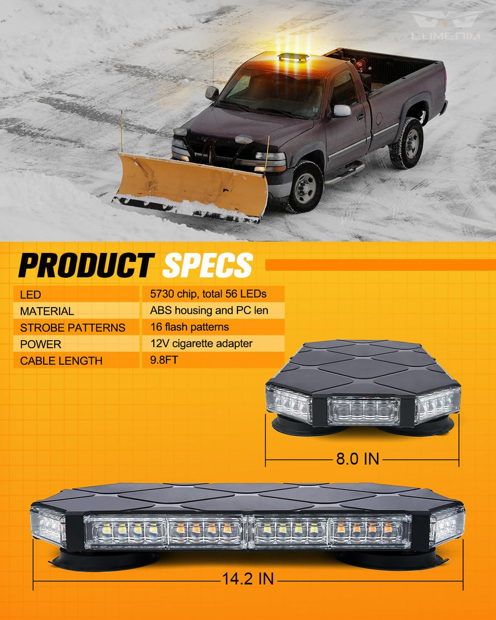 LUMENIX on vehicle roof with human for scale showing compact size and practical fit