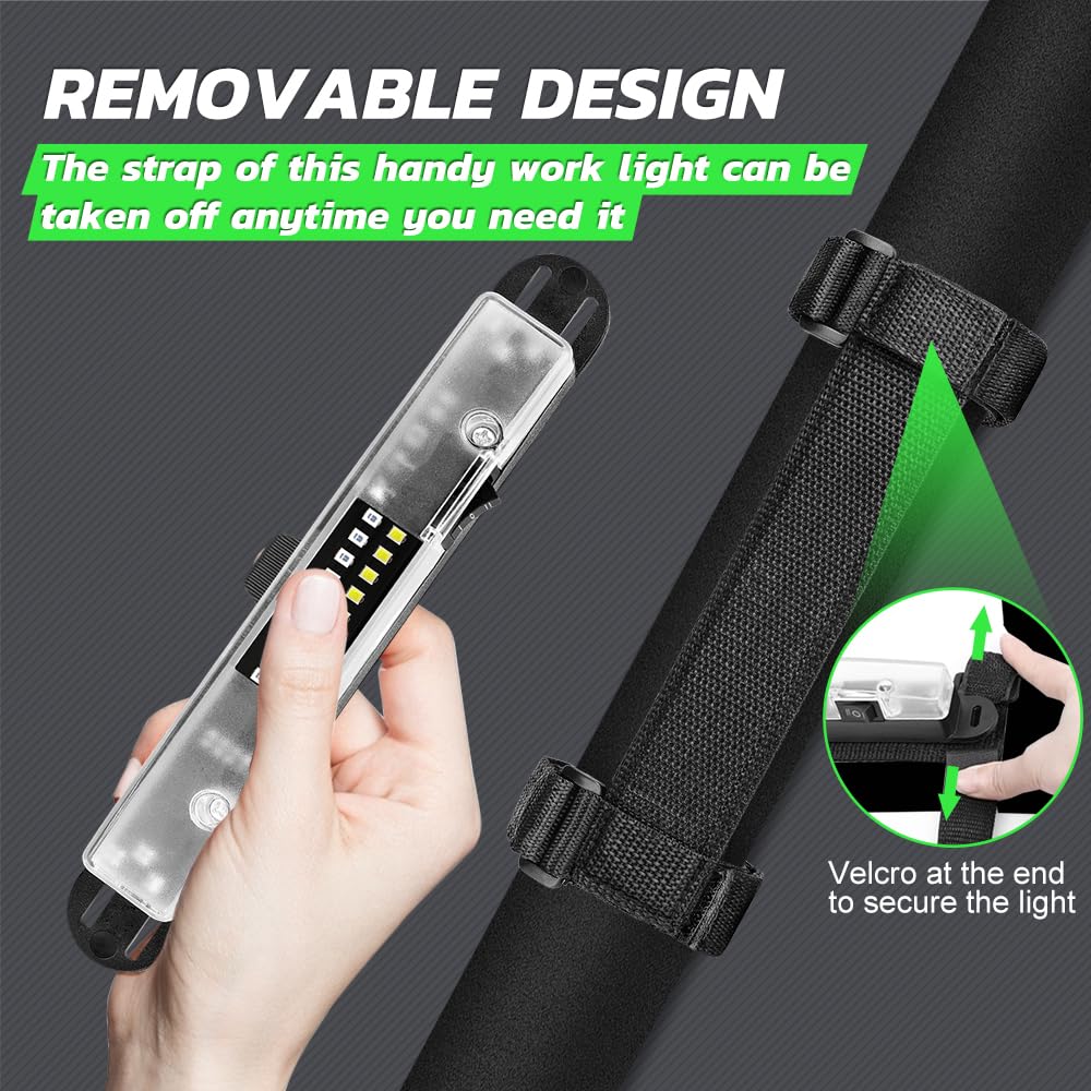 Lumimotor Velcro strap attachment wrapped around round roll bar offering versatile placement