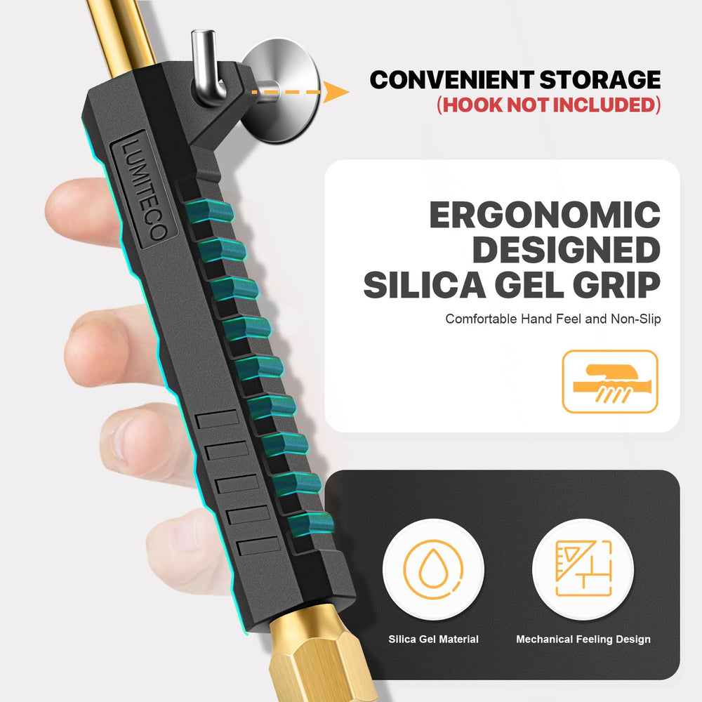 Ergonomic rubber grip on LUMITECO chuck demonstrating comfortable non-slip handling benefit