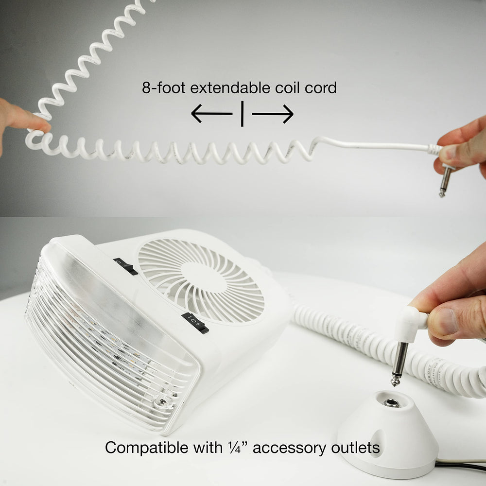 Lumitronics top-angle showing quiet fan blades for gentle airflow and comfort