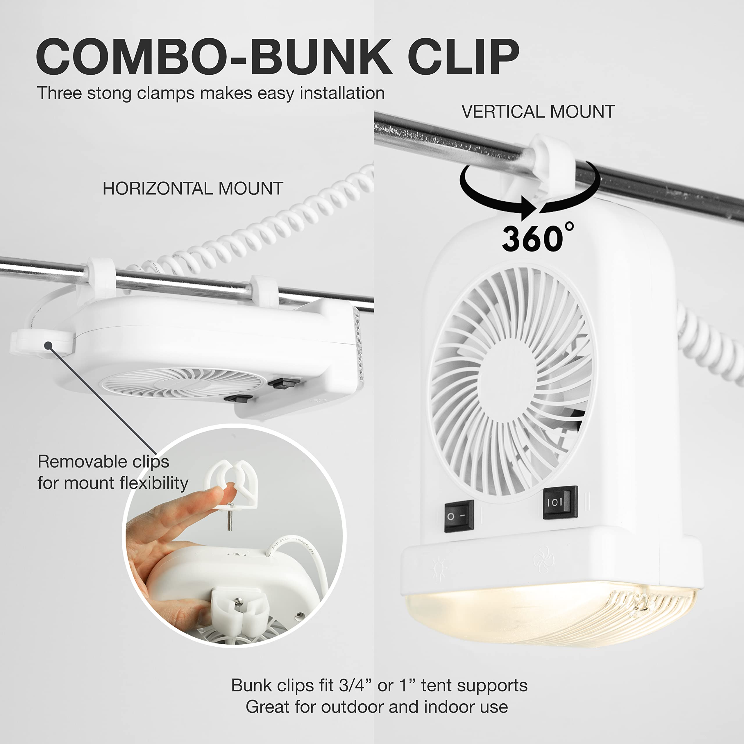 Lumitronics mounted in an RV bunk providing targeted light and ventilation