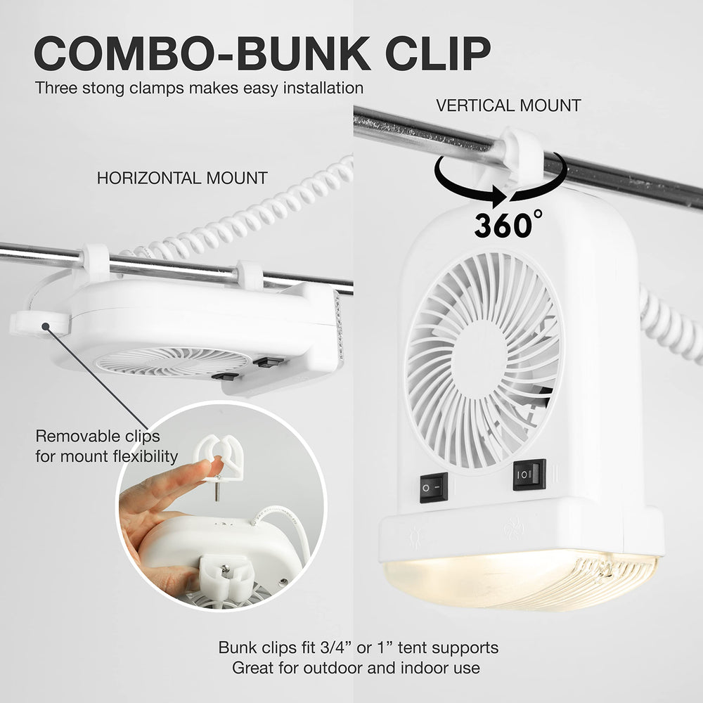 Lumitronics mounted in an RV bunk providing targeted light and ventilation