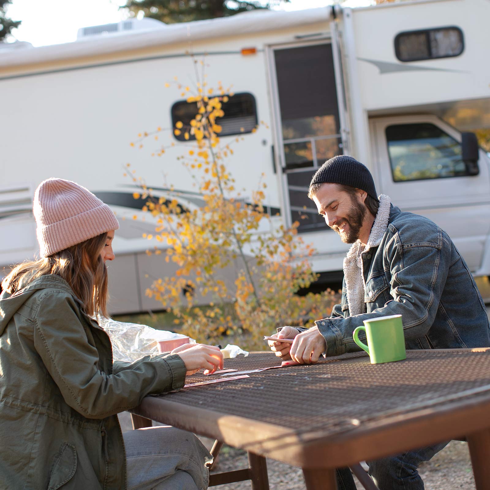 Lumitronics at campsite lighting steps and seating showing practical outdoor use benefit