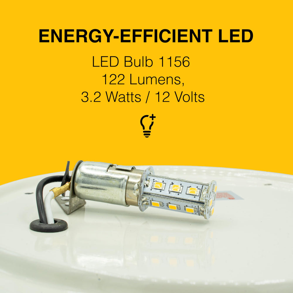 Lumitronics mounted on RV porch showing bright entry illumination benefit