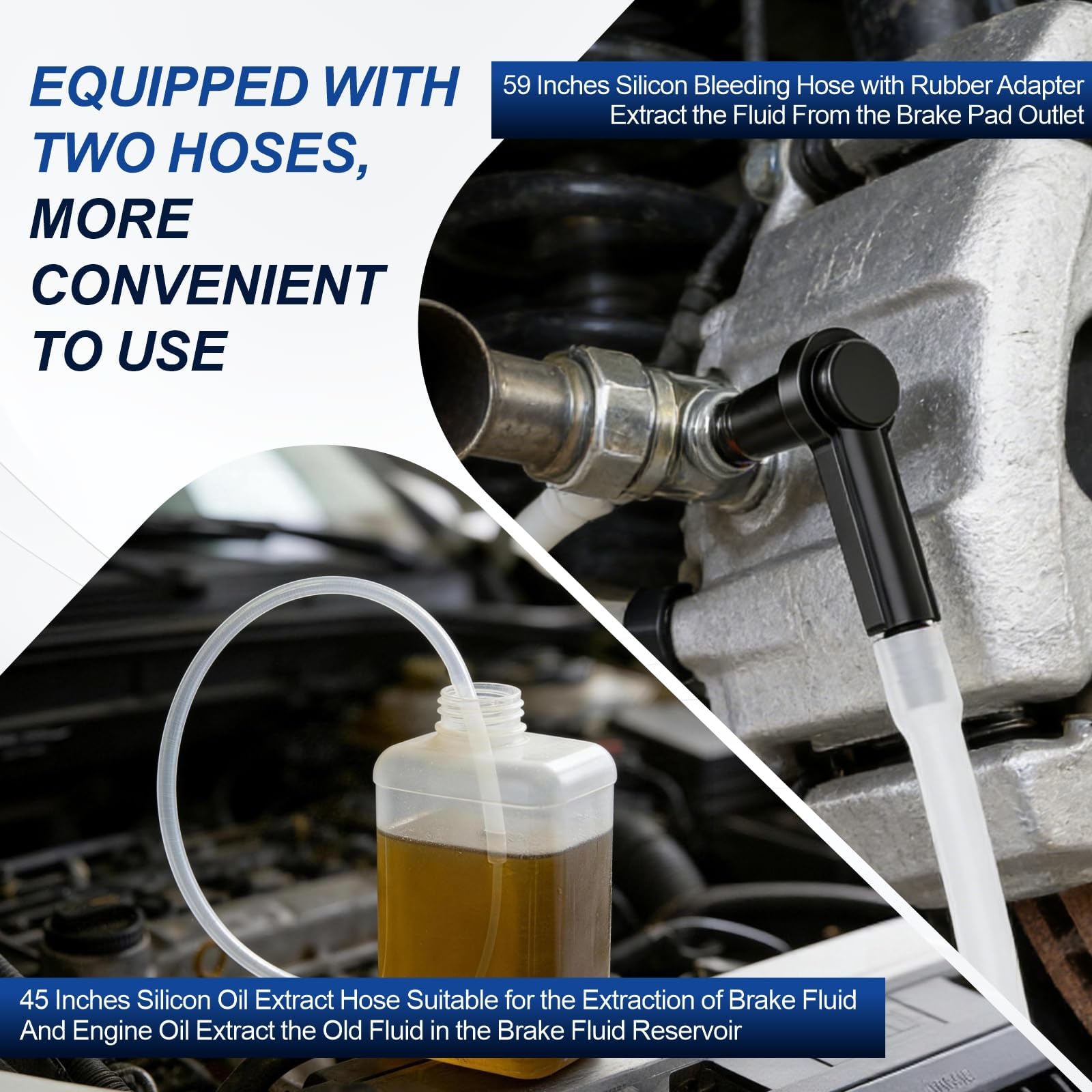 Luney brake bleeder in use on a car showing one-person bleeding and quiet operation