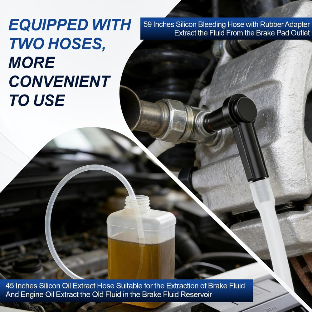 Luney brake bleeder in use on a car showing one-person bleeding and quiet operation