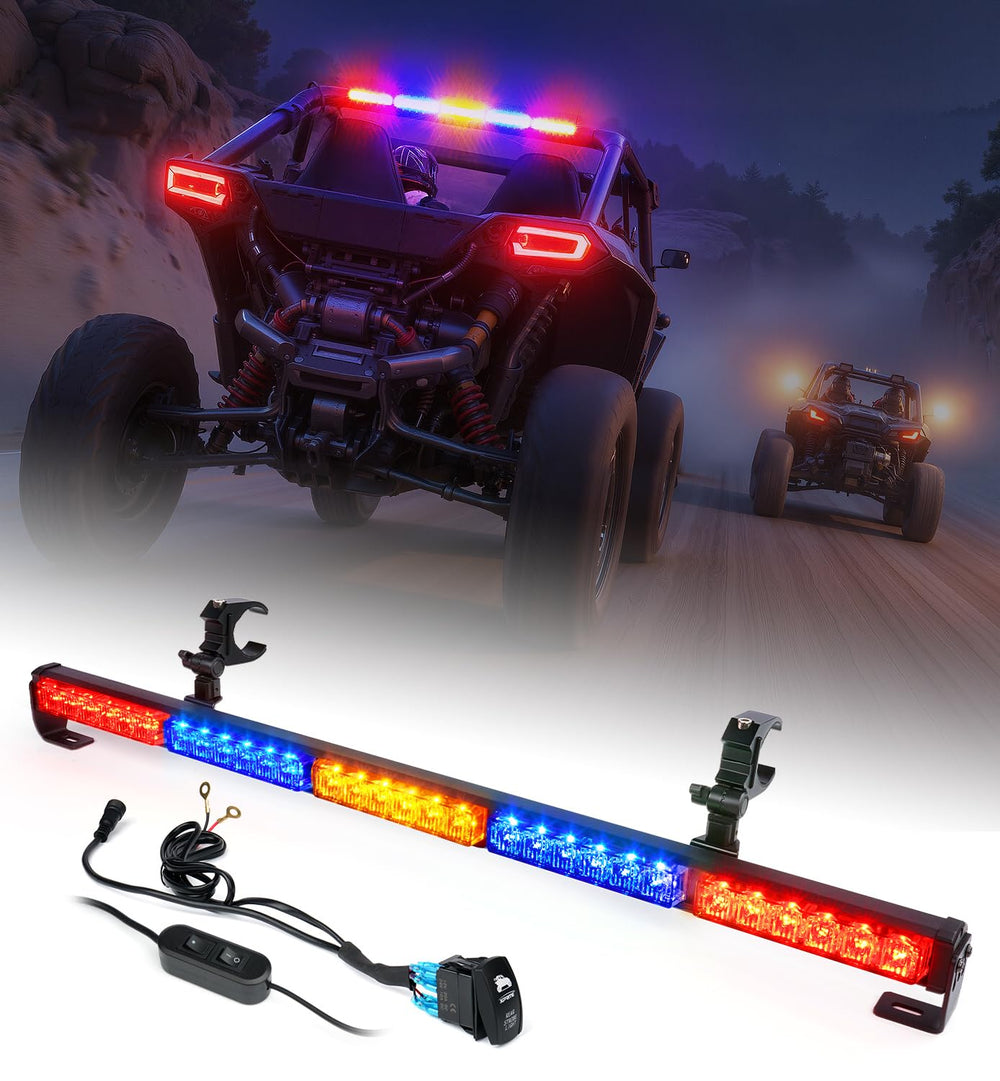 Lupar front view of 30-inch chase light bar showing balanced LED array for improved rear visibility