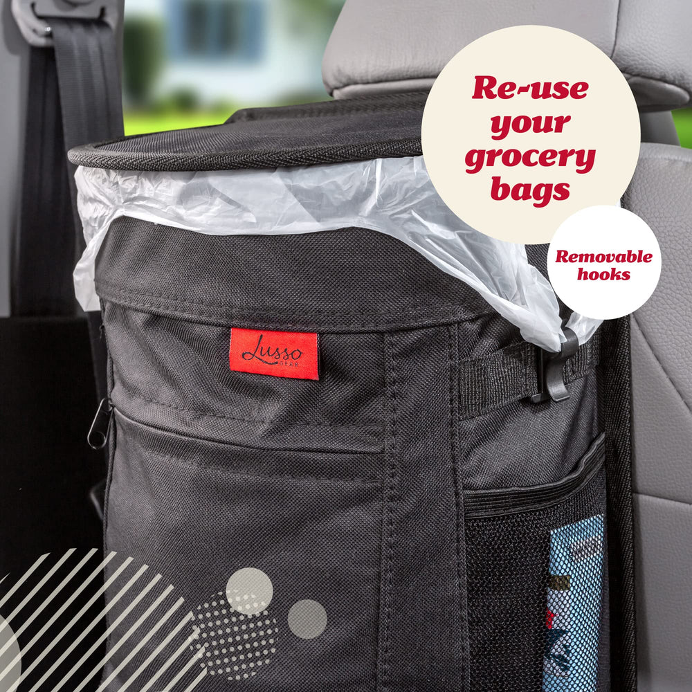 Lusso Gear used by family in back seat reducing clutter and odors