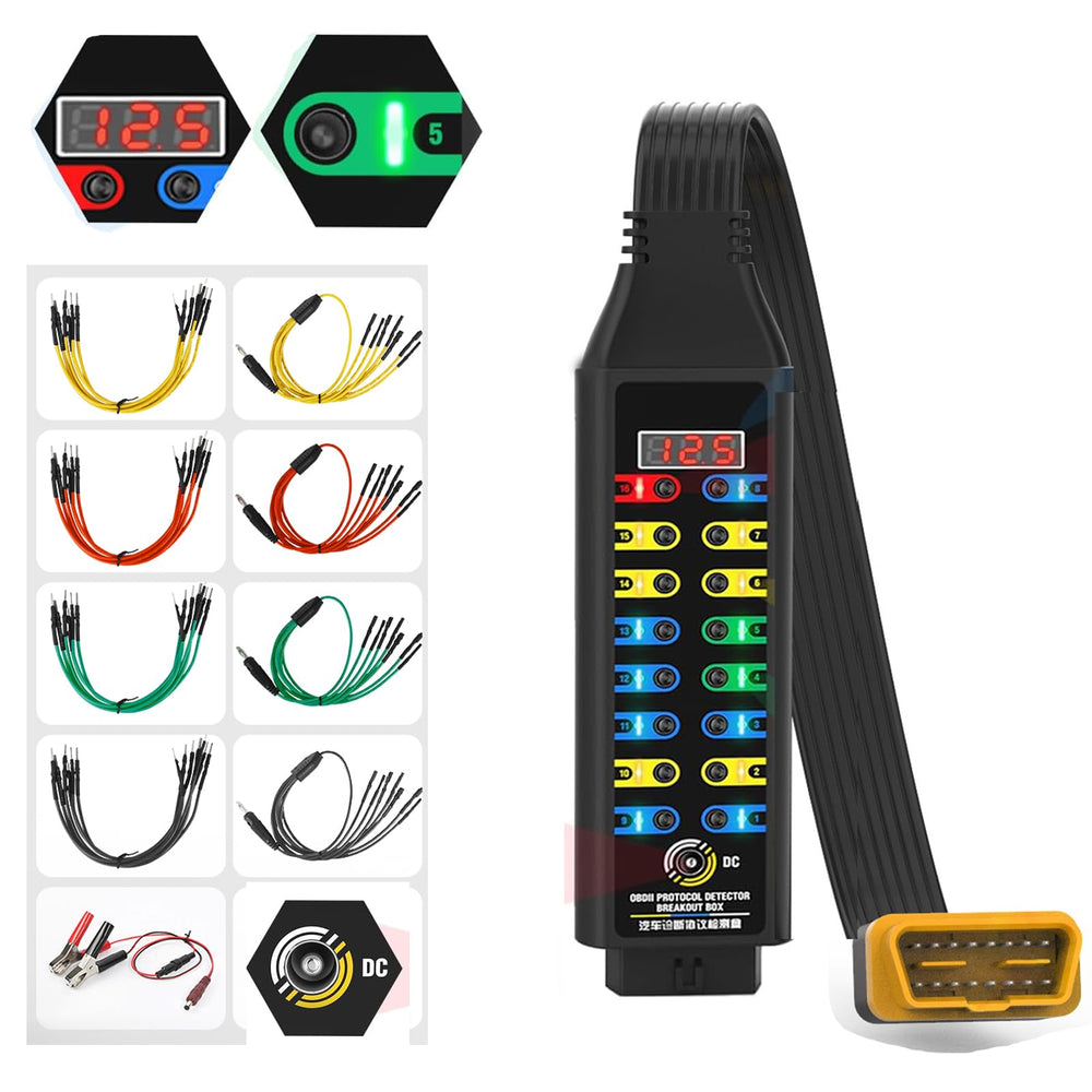 LUTIFIX breakout box front view showing labeled 16-pin connection and benefits