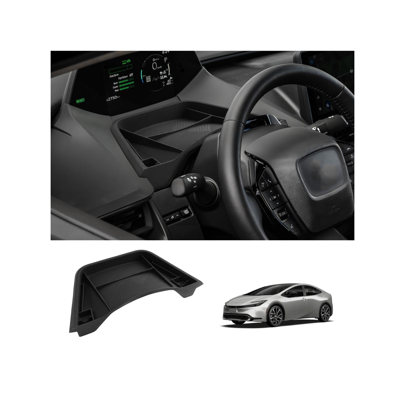 LUWU front view of silicone tray showing fit and finish, improves console organization