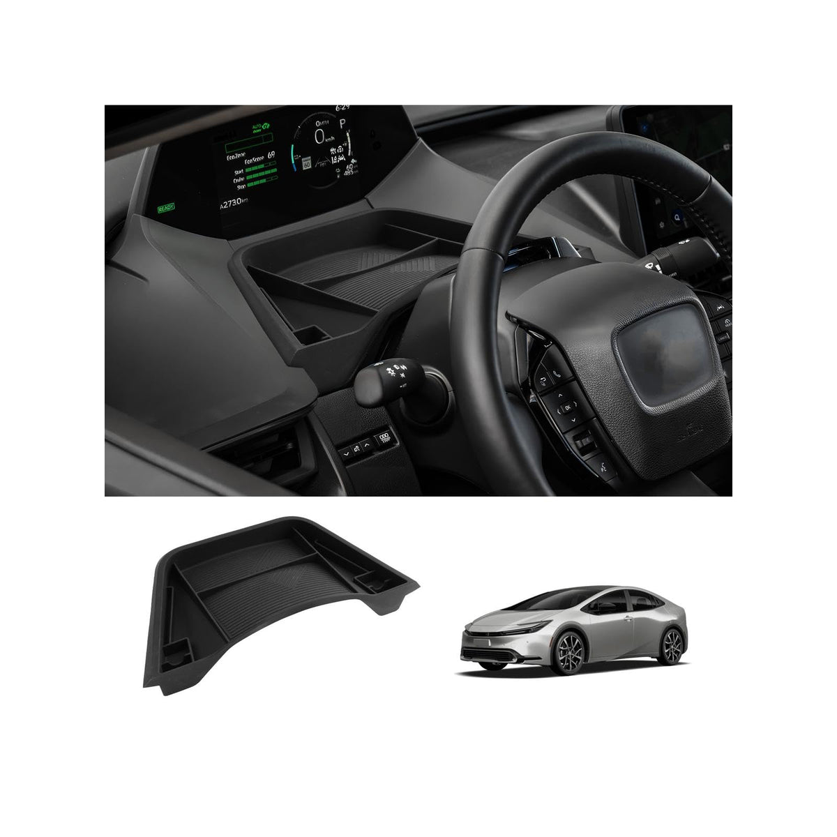 LUWU front view of silicone tray showing fit and finish, improves console organization