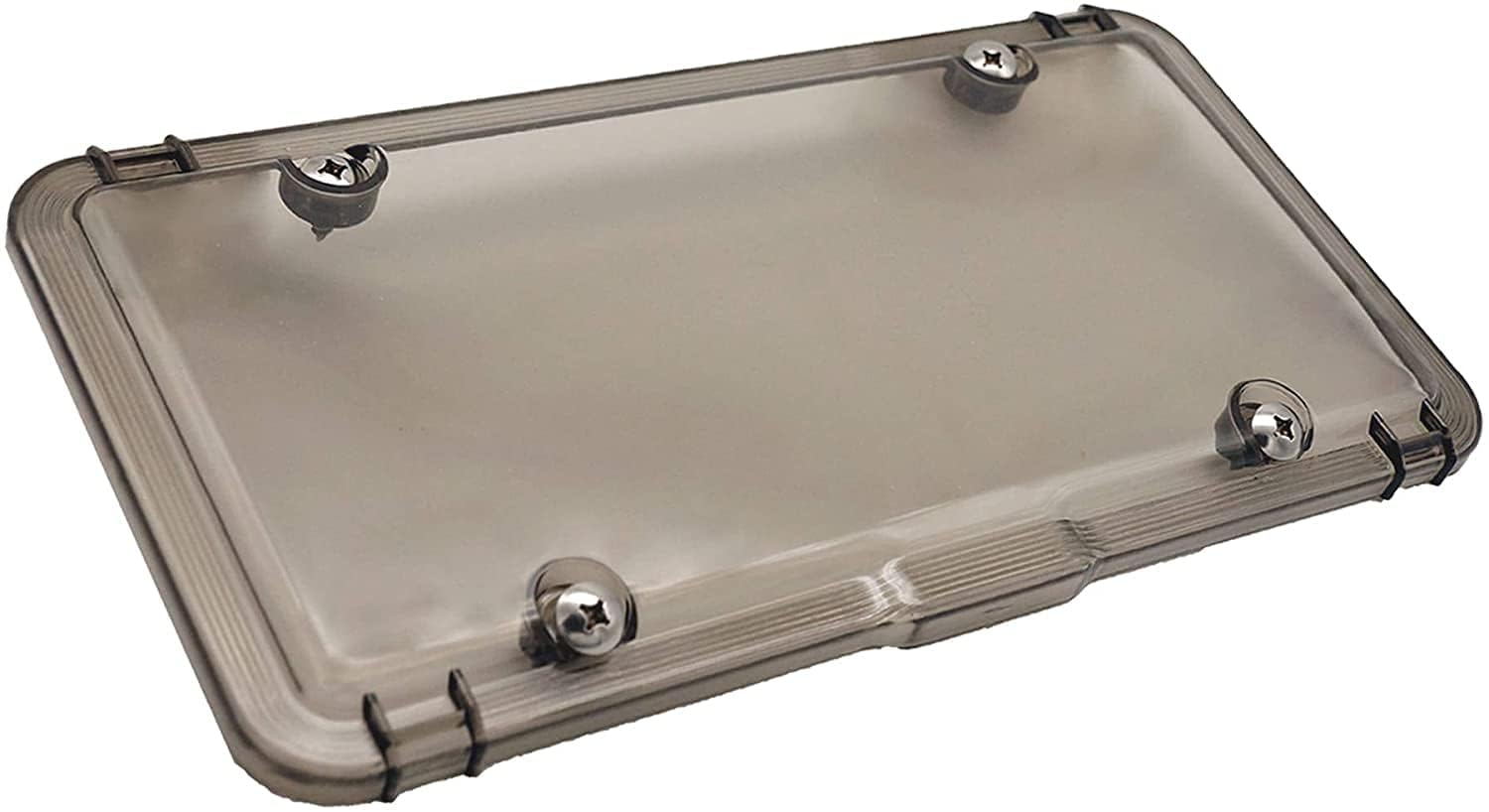 Luxe Shield front view showing smoked cover and clear plate protection benefit