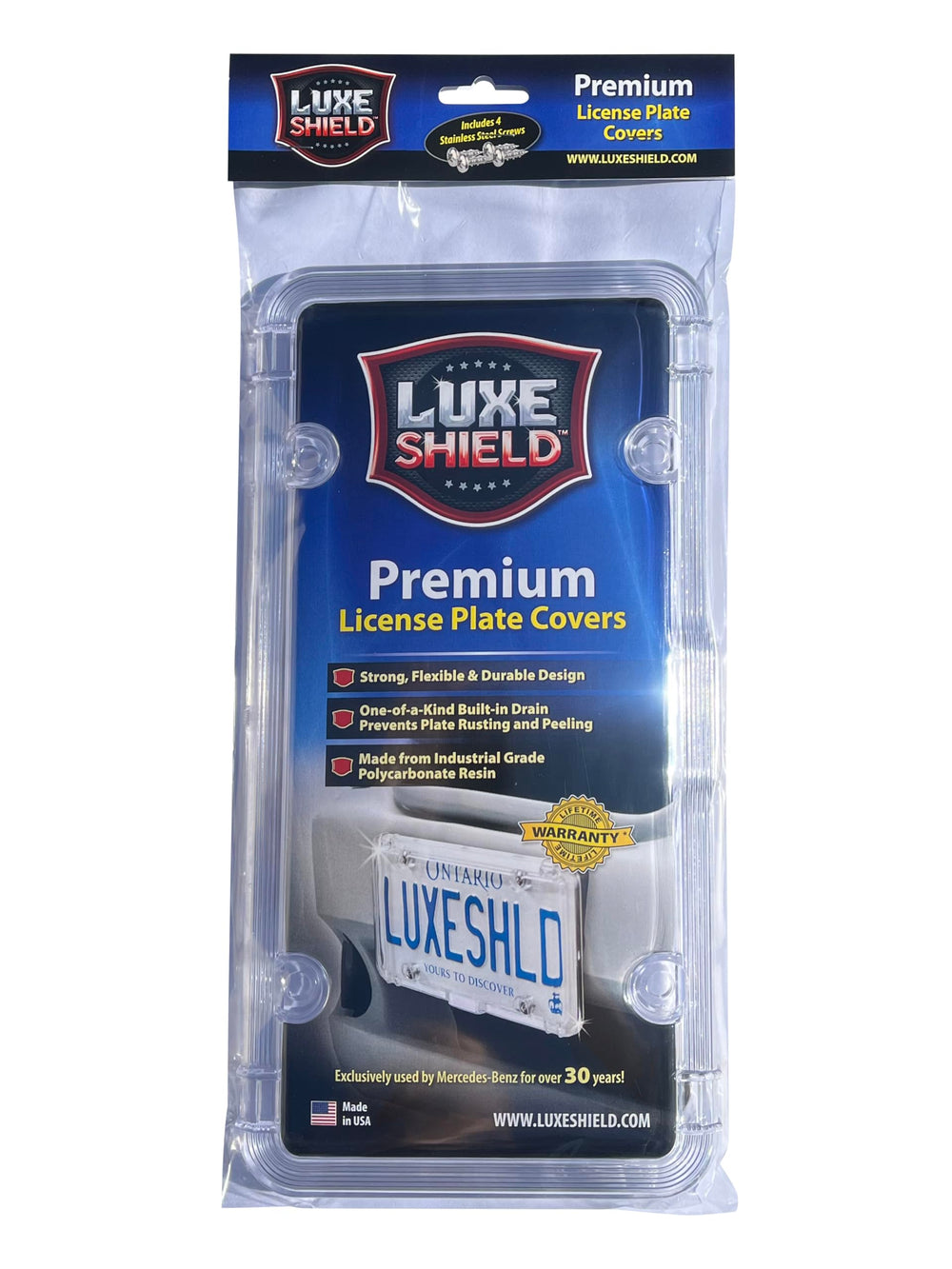 Luxe Shield mounted on a truck front demonstrating universal-fit durability benefit
