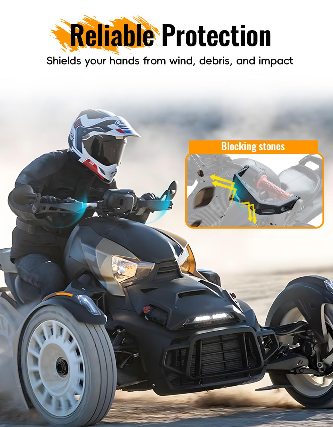 LUXEMOTO side profile of handguard highlighting aerodynamic shape and strength