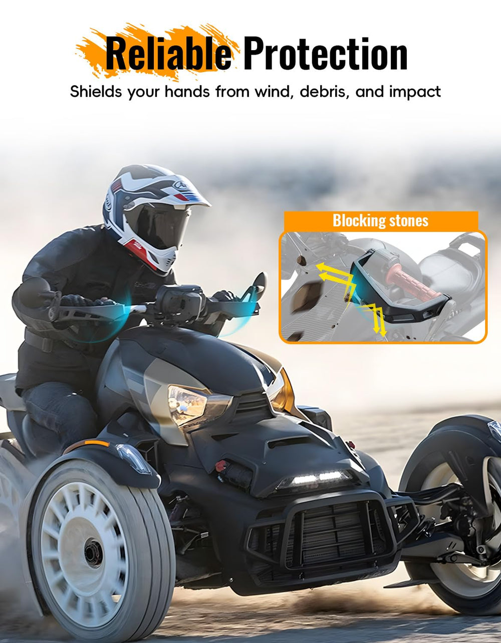 LUXEMOTO side profile of handguard highlighting aerodynamic shape and strength
