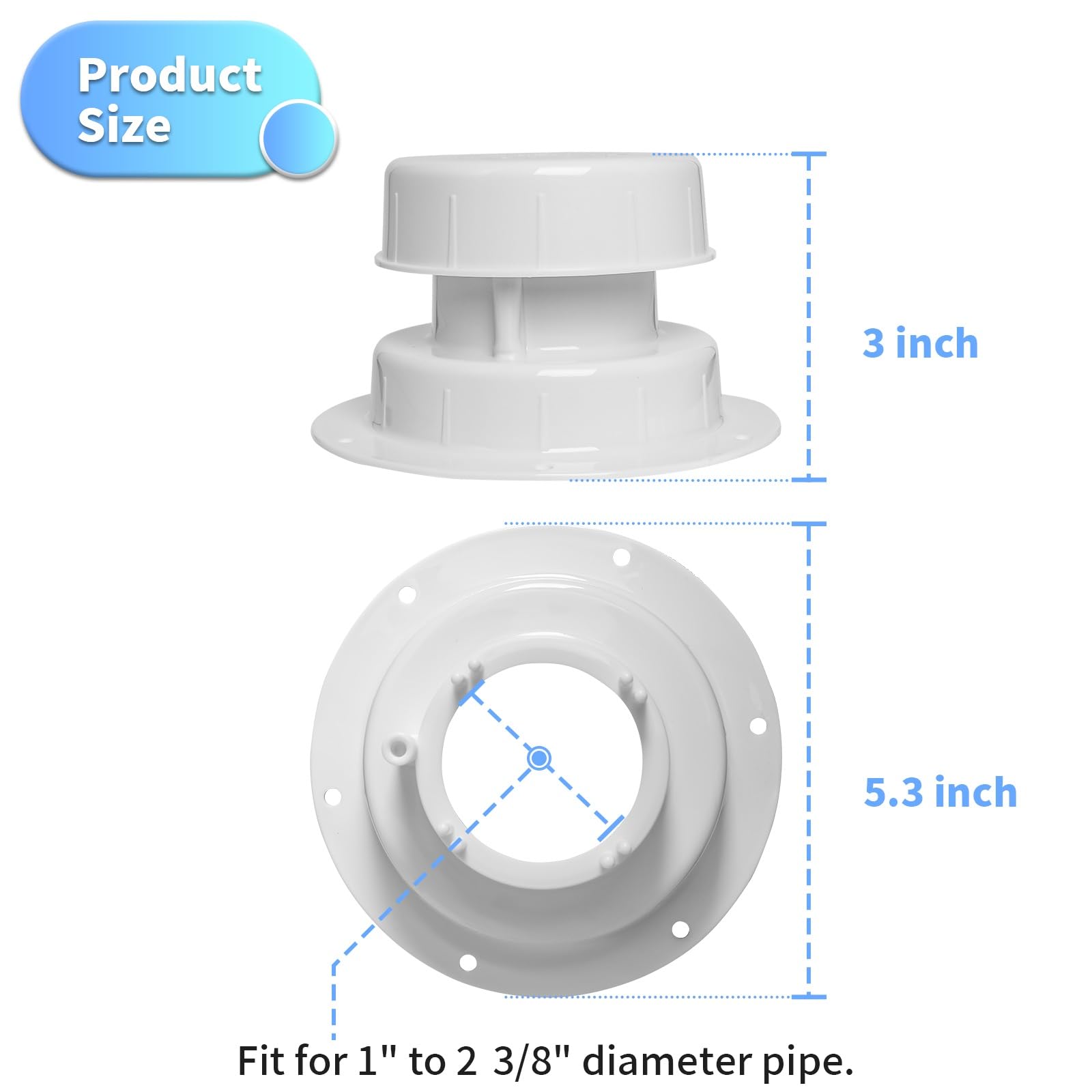luxlead cap snapped on vent pipe in use keeping odors and pests out