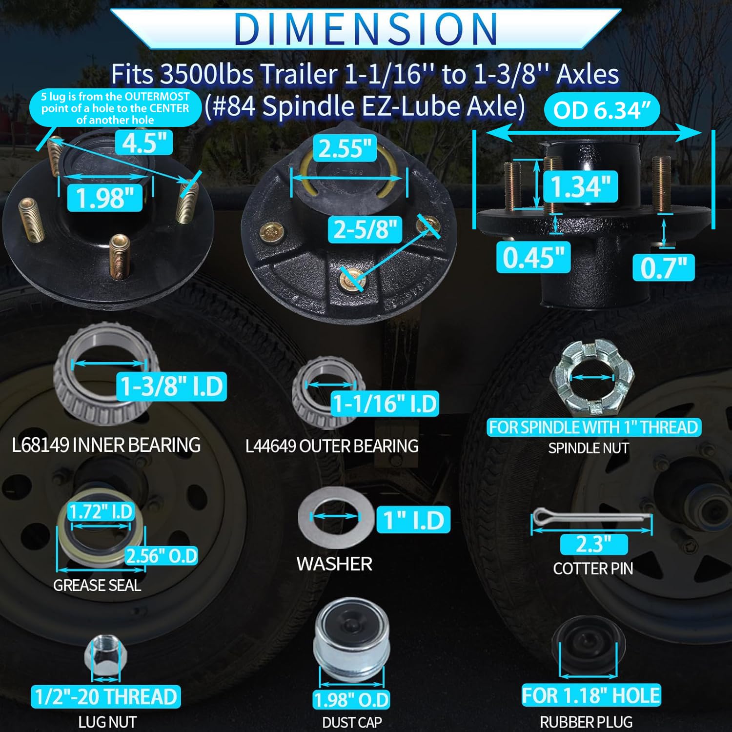 LUXTRKSTO close-up of inner bearing and grease seal ensuring long-lasting protection
