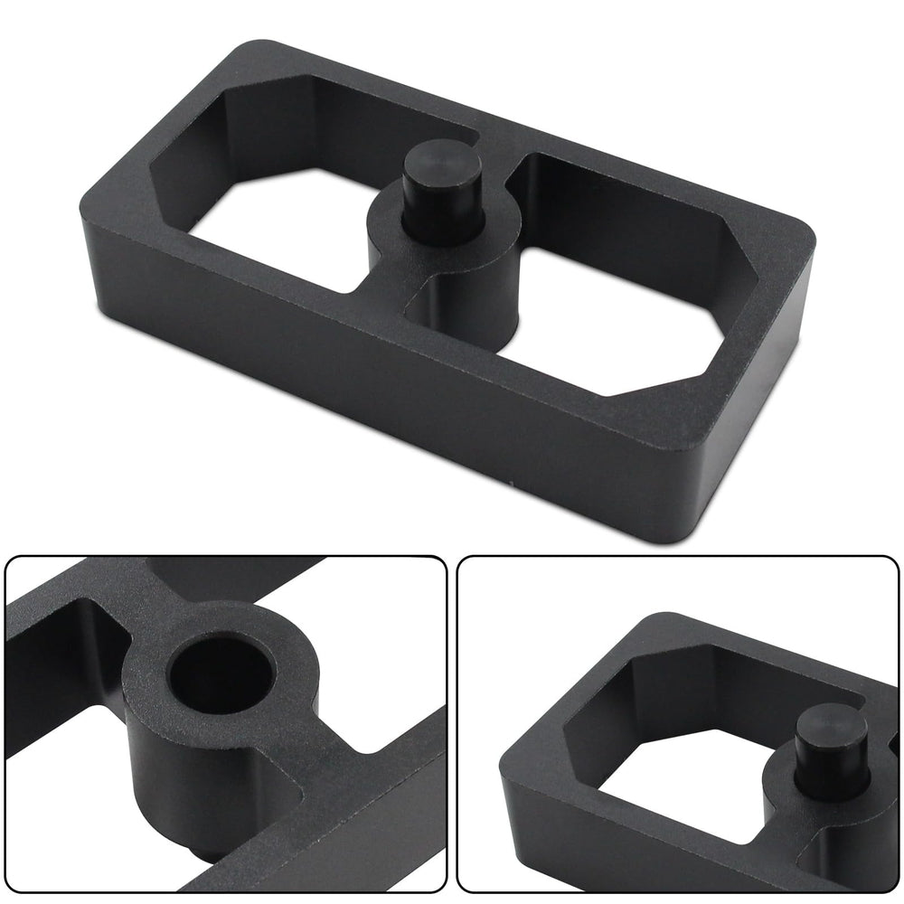 LVOUP lowering block installed under axle demonstrating stance improvement