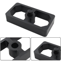 LVOUP lowering block installed under axle demonstrating stance improvement