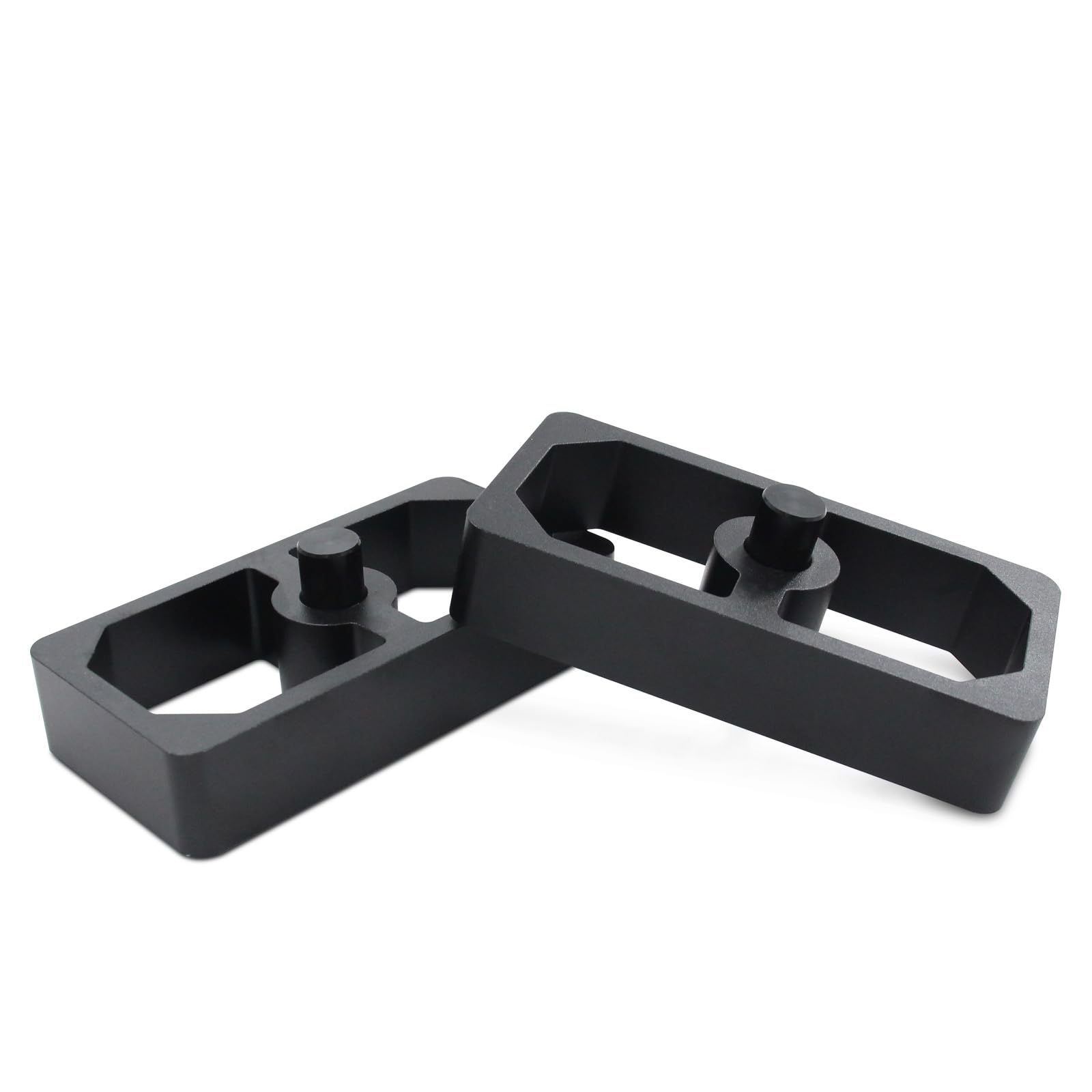 LVOUP lowering block beside ruler showing one inch drop for fitment