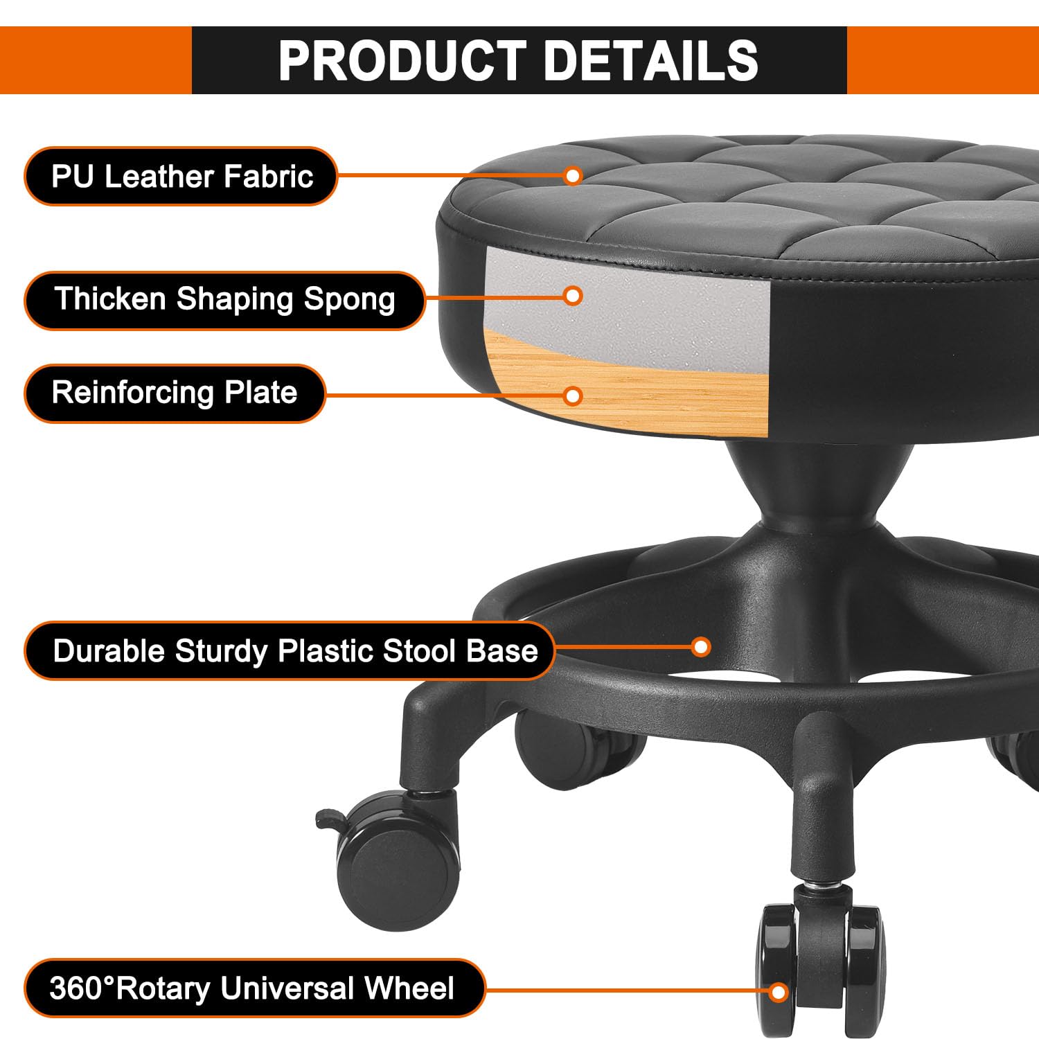 LWADALN caster detail with brake showing secure locking benefit