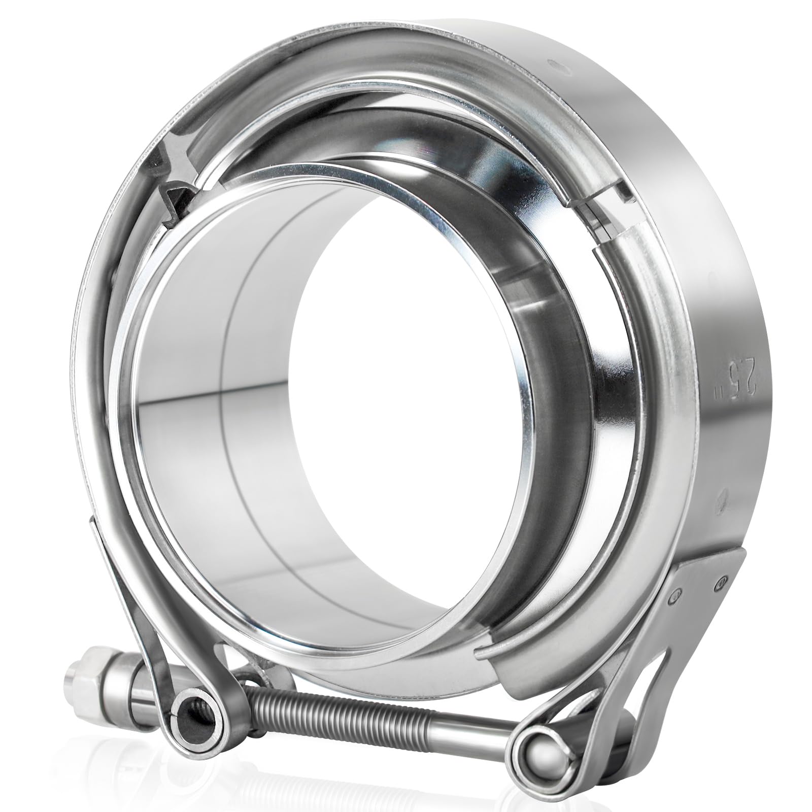 LWNWPPER front view of 2.5 inch V-band clamp kit showing components and durable finish