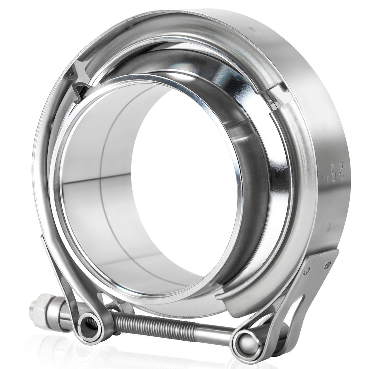 LWNWPPER front view of 2.5 inch V-band clamp kit showing components and durable finish