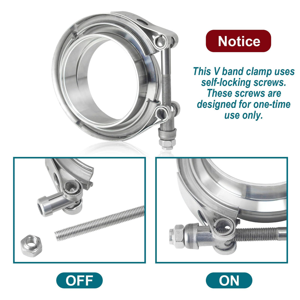 LWNWPPER V-band clamp securing exhaust pipes, highlighting easy serviceability