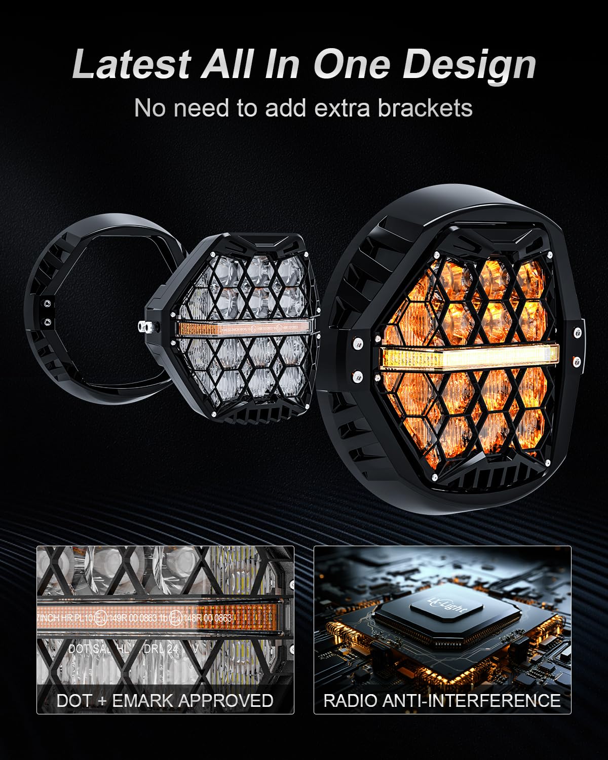 LX-LIGHT 4.5-inch passing light front view improving low-angle road illumination