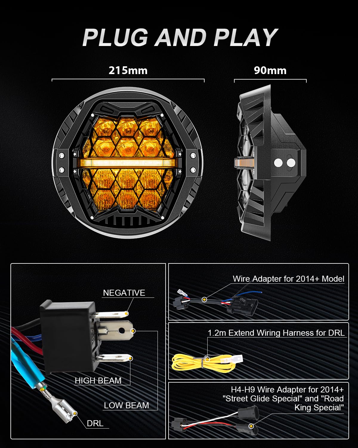 LX-LIGHT adapter ring and plugs displayed for easy plug-and-play installation