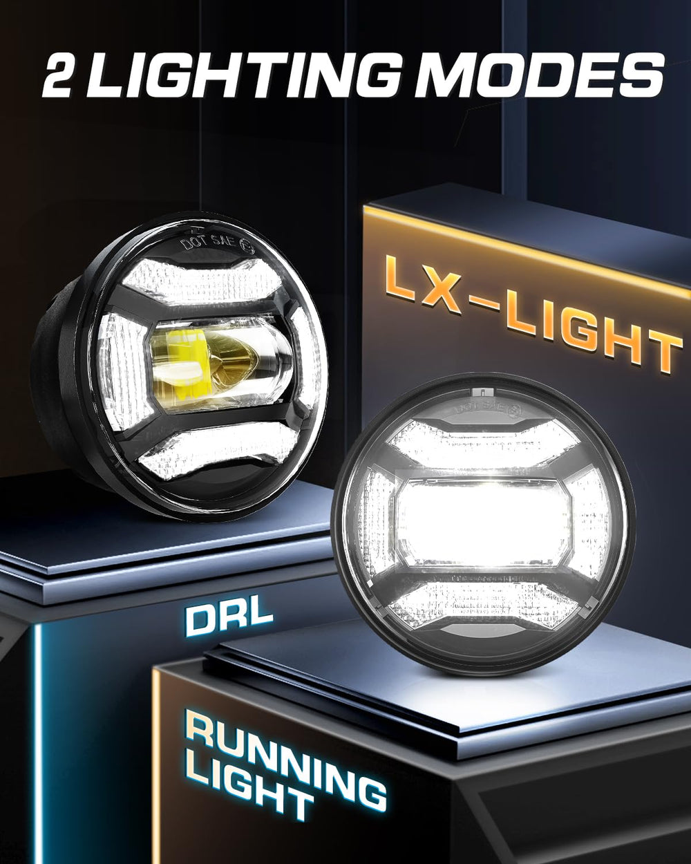 LX-LIGHT mounted on Road King demonstrating enhanced road visibility for riders