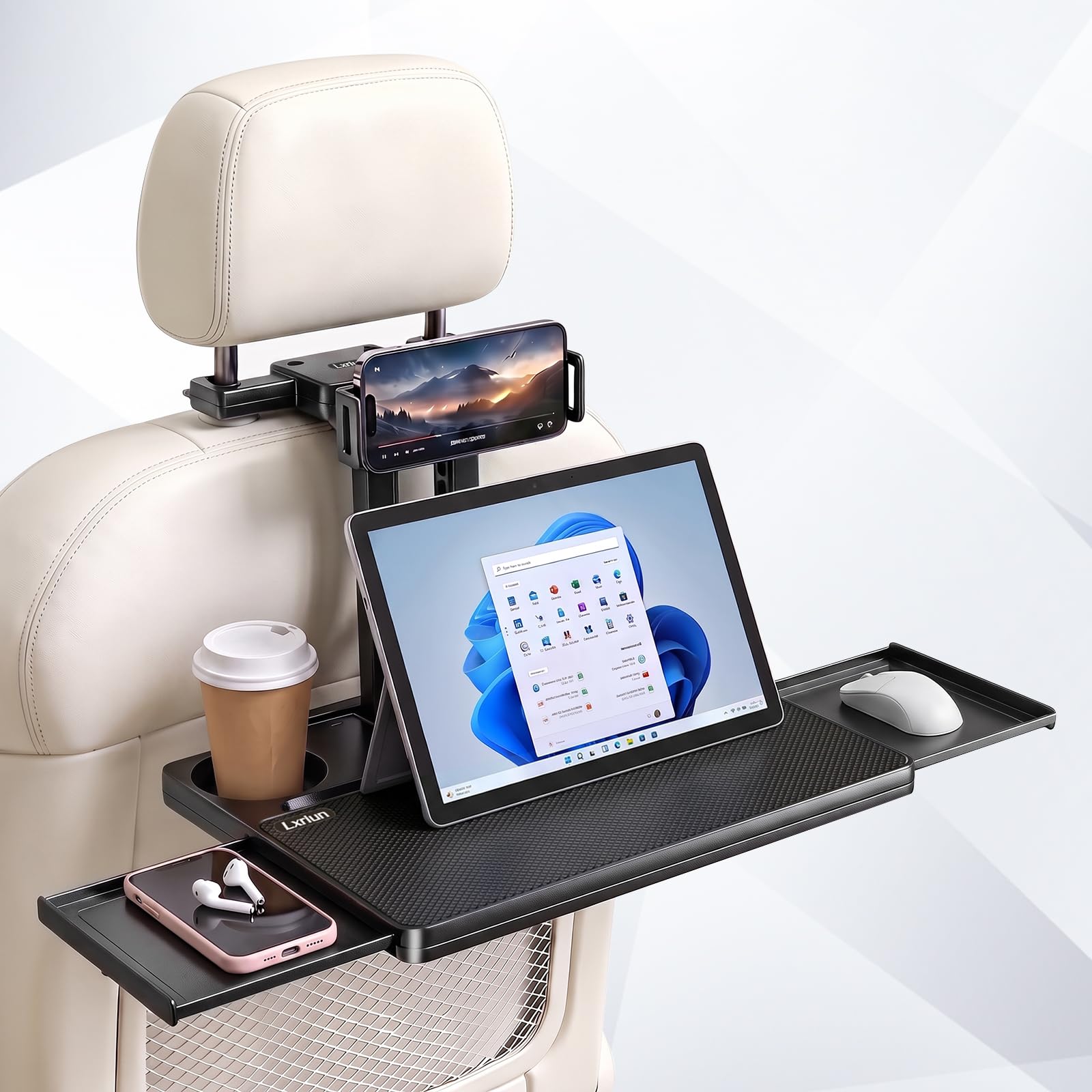 LXRIUN front view showing full tray and organized surface benefit convenience