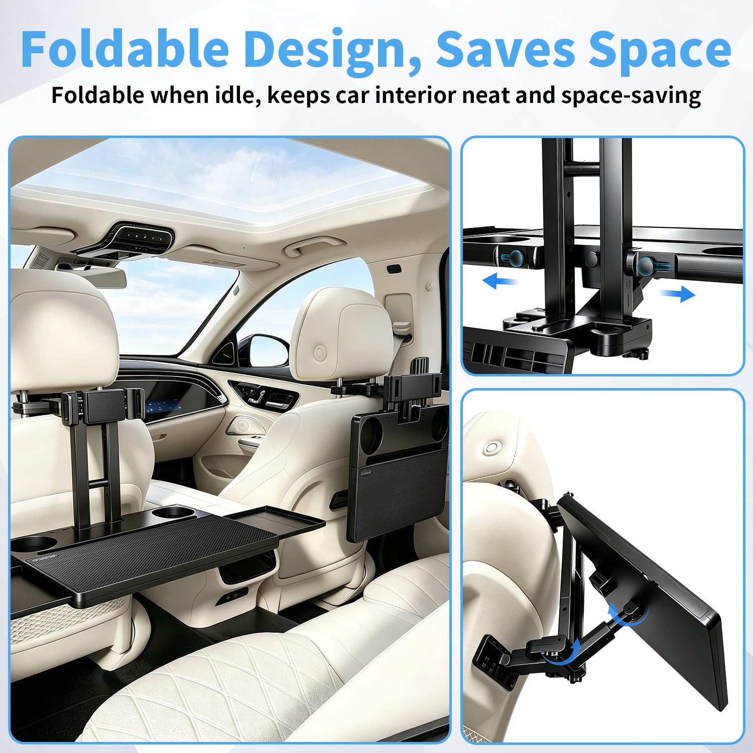 LXRIUN lifestyle image with family using tray on roadtrip adding comfort benefit