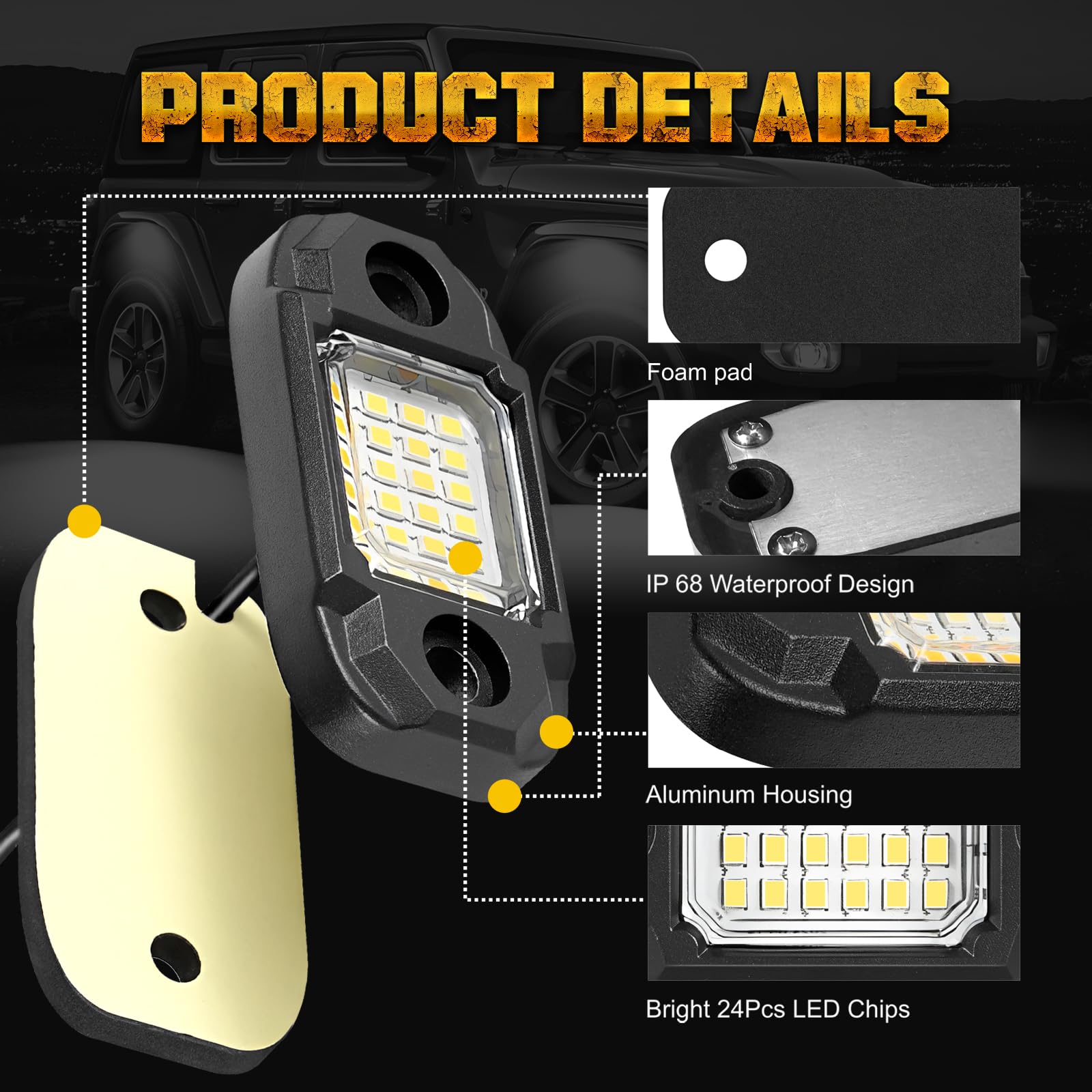 LY8 close-up of PC lens and aluminum shell highlighting heat dissipation benefit
