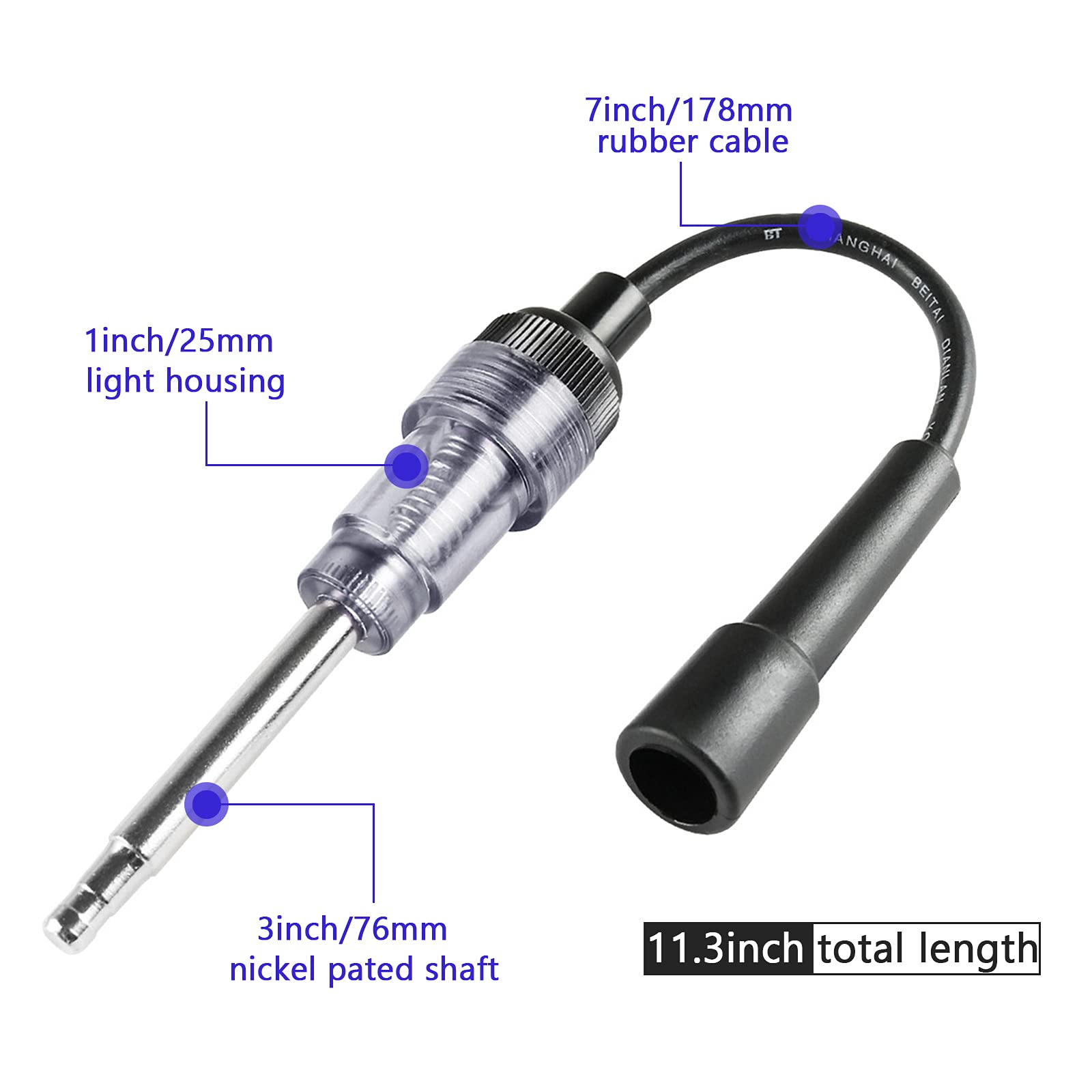 LYHLYA clear housing and indicator bulb detail for visible spark verification benefit