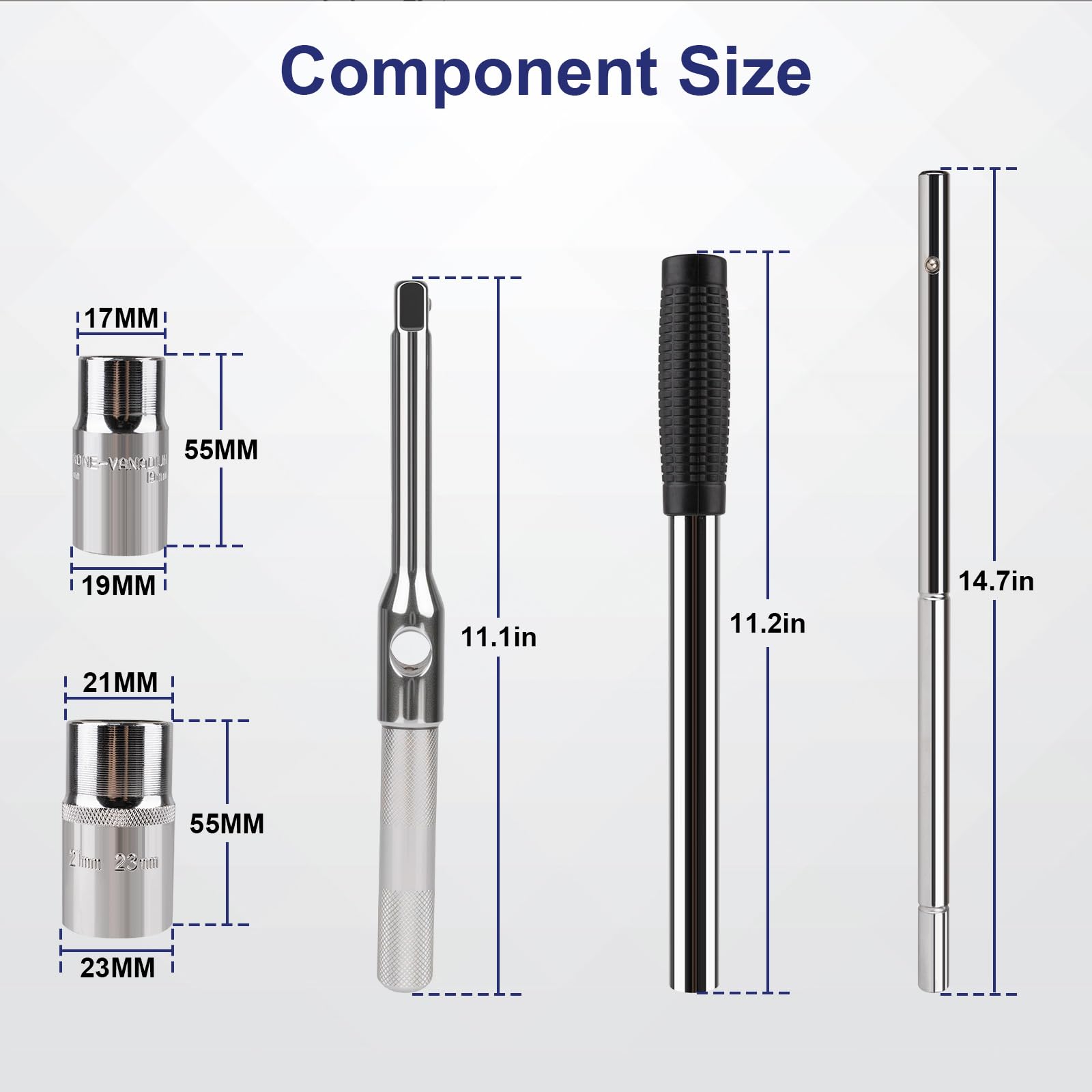 Lyhubmh close-up of double-ended sockets showing fit for common lug sizes
