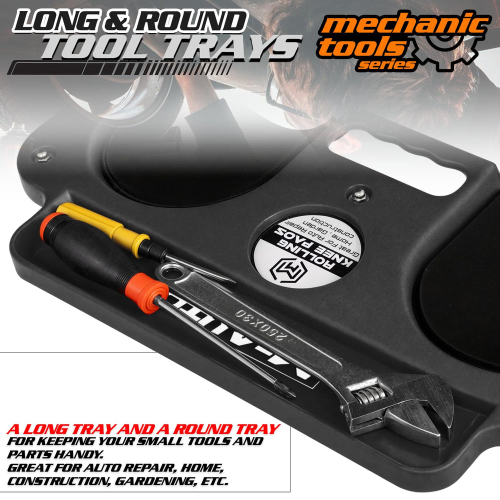 M-AUTO creeper on concrete workshop floor highlighting durable construction