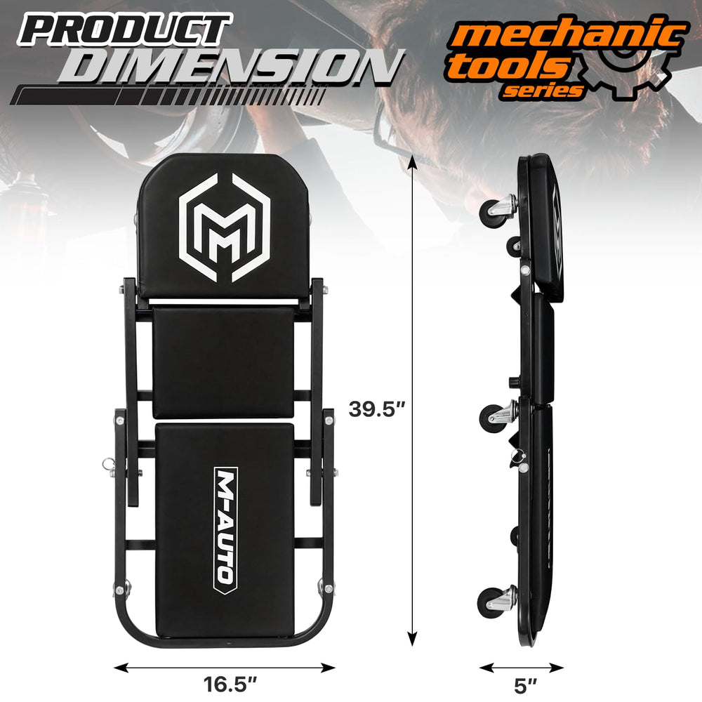 M-AUTO top-down flat creeper illustrating full-length support advantage