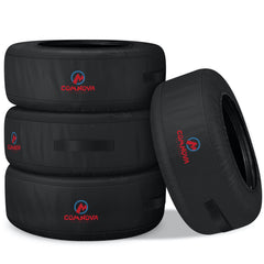 M COMNOVA OUTDOORS front view of four tire totes keeping tires protected