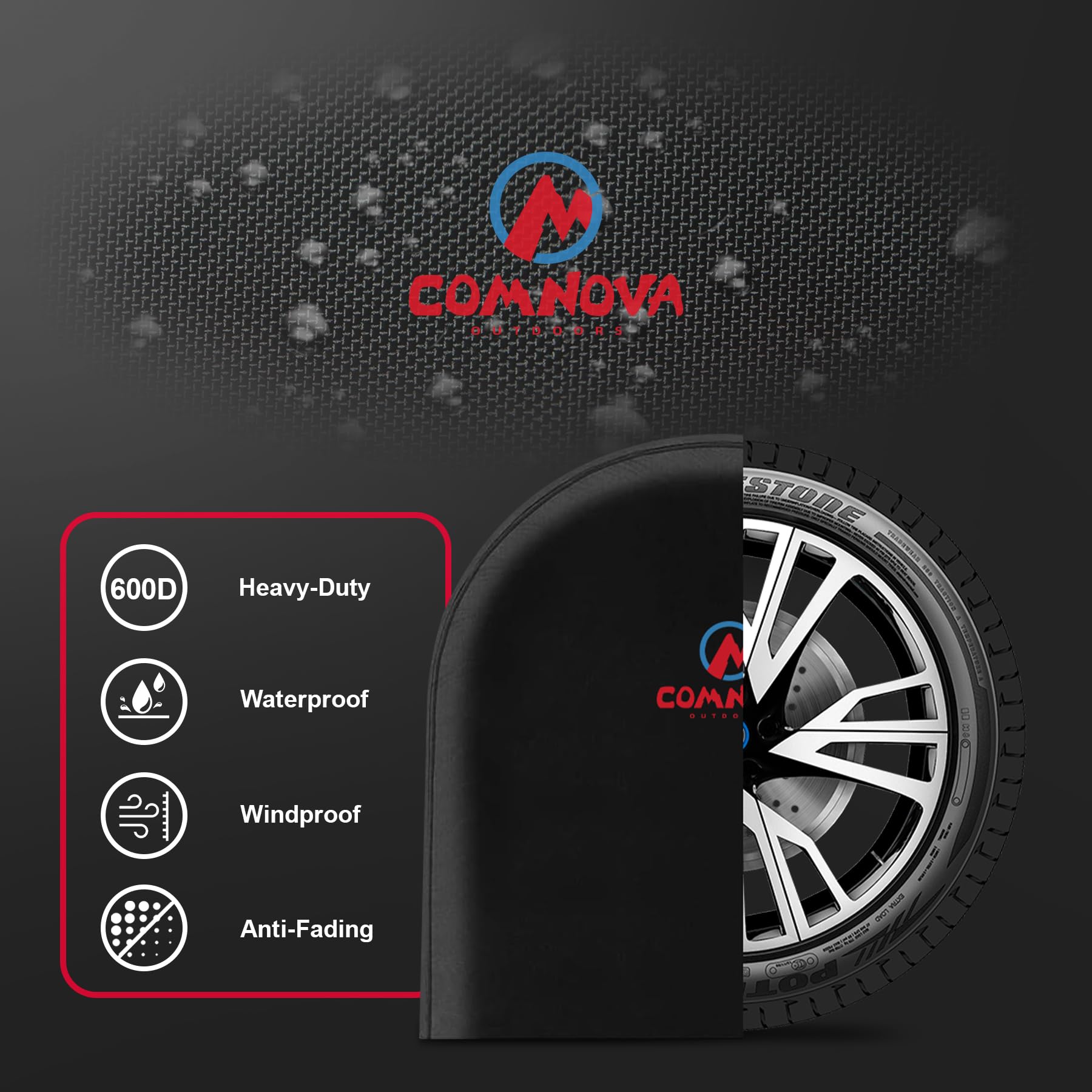 M COMNOVA OUTDOORS elastic hem and hook detail demonstrating secure wind resistant fastening