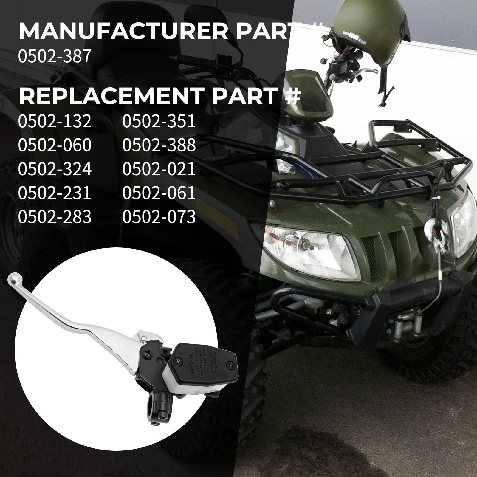 M MATI label with part number 0502-387 confirming compatibility and identification