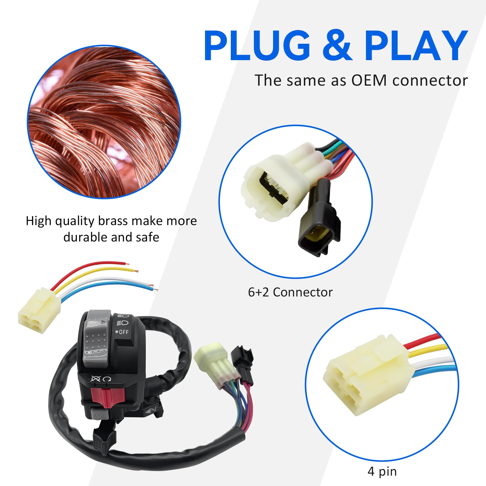 M MATI plug harness connector detail illustrating OEM-style plug and easy install
