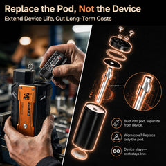 M-T detachable 5m cable stretched across engine bay for extended reach and flexible positioning