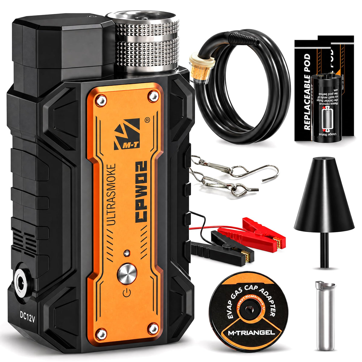 M-T smoke machine front view showing controls and durable housing for reliable diagnostics